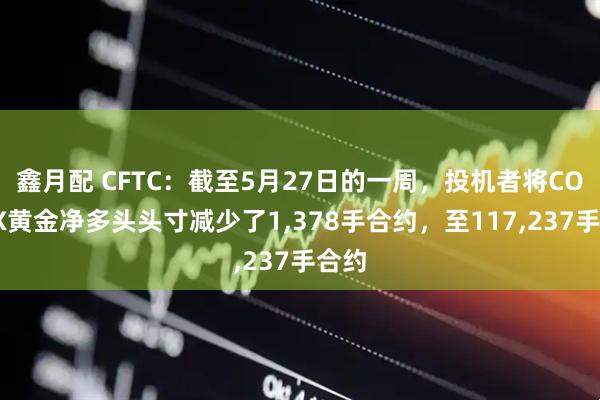 鑫月配 CFTC：截至5月27日的一周，投机者将COMEX黄金净多头头寸减少了1,378手合约，至117,237手合约