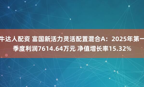 牛达人配资 富国新活力灵活配置混合A：2025年第一季度利润7614.64万元 净值增长率15.32%