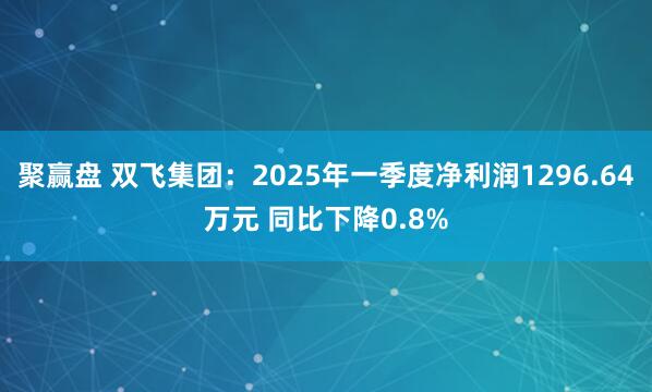 聚赢盘 双飞集团：2025年一季度净利润1296.64万元 同比下降0.8%